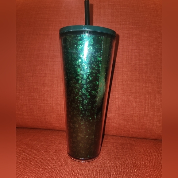 2019 Starbucks green Christmas limited edition 24 oz tumbler cup thermos Sparkle - Picture 4 of 7
